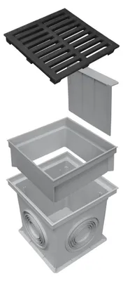 Produktbild von Marley Einlaufschacht 300x300mm mit Gussrost Aufsatz Geruchsverschluss Hofablauf Bodenablauf