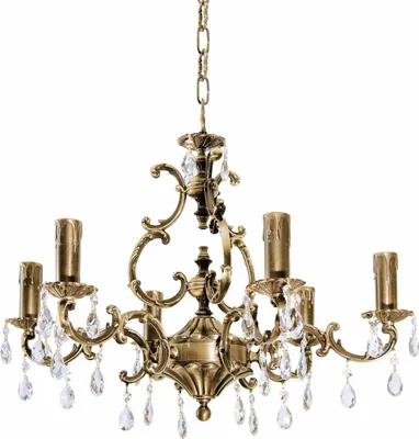 Produktbild von Kristall Kronleuchter Messing massiv H: max. 114 cm in Bronze hell glänzend E14 Jugendstil Pendelleuchte