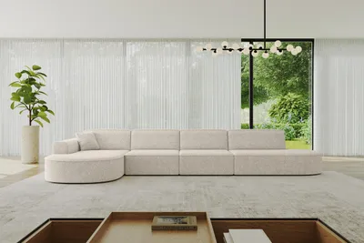Produktbild von ALTDECOR Ecksofa in L-Form MARI-L3 - 413x171x79,5 cm Beige - Corner Sofa Bett Eckcouch Couch Wohnlandschaft Cauchsofa