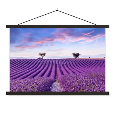 Produktbild von MuchoWow® Textilposter Lavendel - Natur - Lila - Bäume - Blumen 120x80 cm mit schwarzem Rahmen - Wanddeko