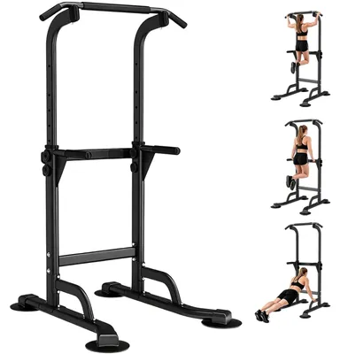 Produktbild von Kraftstation, verstellbar, schwarz - 75x80x180 cm - Max. 120 kg - Klimmzugstange