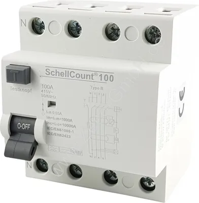 Produktbild von FI Fehlerstromschutzschalter, Typ B 100A 30mA, 0,03A Allstromsensitiv,  4-polig FI-Schutzschalter Wallbox, RCD