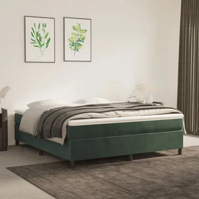 Image de The Living Store Sommier tapissier vert foncé 160x200 cm velours
