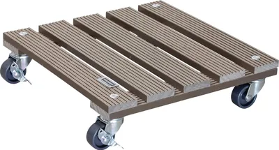 Produktbild von Pflanzenroller 75 cm Höhe Taupe Tragfähigkeit 80 kg Blumen innen außenHolzfaserverbund 20053101 mit 2 Bremsen