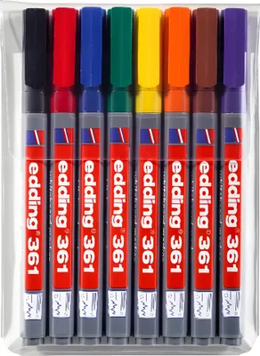 Obrázok produktu pre edding 361 popisovače na biele tabule rôzne (sada 8 ks)