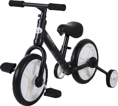Image de HOMCOM Vélo Enfant draisienne 2 en 1 roulettes et pédales Amovibles Roues 12" Hauteur Selle réglable pour enfants de 2 à 5 ans Acier Noir