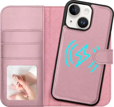 Image de 2in1 Étui magnétique Wallet pour téléphone portable pour iPhone 14 Étui Protection RFID, étui magnétique amovible, compatible MagSafe, étui antichoc avec fenêtre photo