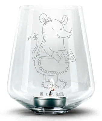 Produktbild von Mr. & Mrs. Panda Windlicht Glas Maus Kekse - Transparent - Geschenk, Weihnachten, Plätzchen, Kerzenhalter, Winter, Backen, gravur, Laterne
