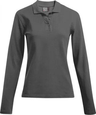 Produktbild von Heavy Langarm-Poloshirt Damen, Stahlgrau, XL