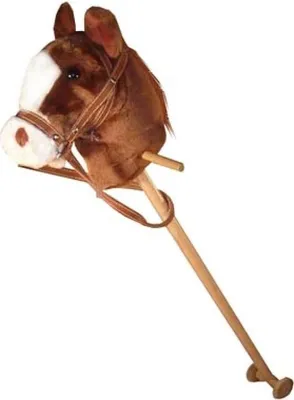 Immagine prodotto di Planet Happy Cavallino a dondolo marrone in peluche con suono - classico giocattolo in legno