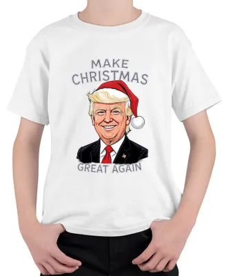 Produktbild von MAKE CHRISTMAS GREAT AGAIN Weihnachten Karikatur Patriotisch USA Kinder T-Shirt, Weiß, 140