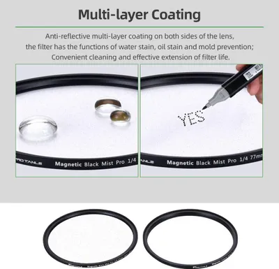 Produktbild von PRO TANLE 82 mm Schwarzdiffusion, 1/8 Filternebel, Kinoeffekt, Mehrschichtbeschichtung mit magnetischem Adapterring für Video-Vlog-Porträtfotografie