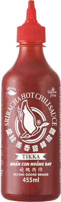 Produktbild von FLYING GOOSE Sriracha Chilisauce Tikka Style 455ml | scharfe Chilisauce TIKKA