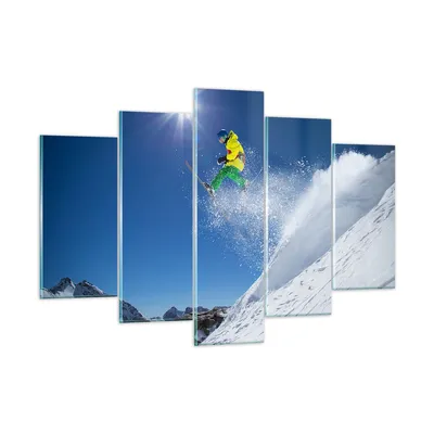Produktbild von Bilder auf glas - Ski Winter Schnee Berg - 150x100cm - Glasbilder - Wandbilder - Kunstdruck - zum Aufhängen bereit - Wanddekoration aus Glas - Glas Bilder - Wandbild auf Glas - GEA150x100-2856