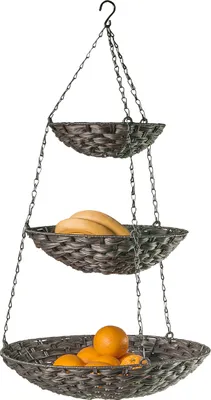 Produktbild von Etagere mit drei Schalen, braun, Ø 45/35/25 cm x H 80cm, Obstkorb, Hängekorb