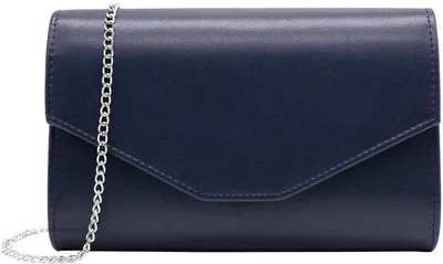 Produktbild von Große elegante Leder-Abendtasche mit Schulterkette (Dunkelblau)