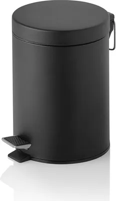 Produktbild von Tretabfalleimer, 5 Ltr., mit Kunststoffeinsatz, schwarz pulverbeschichtet, Metall