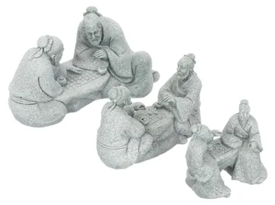 Produktbild von 3-teiliges Set einer Schachspielenden alten Mann Statue für Garten- und Heimdekoration