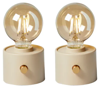 Image de Ampoule vintage à batterie Edison Lampe de table LED USB-C à intensité variable avec interrupteur rotatif – décoration moderne 2x beige