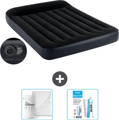 Obrázek produktu pro Intex Airbed - Dvoulůžko - 137 x 191 x 25 cm - modrá - včetně pumpy - prostěradla a opravné sady