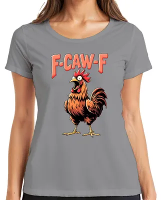 Produktbild von F CAW-F Lustiger Hahn Cartoon Bauernhof Geschenk Vintage Humor Damen T-Shirt, Grau, L