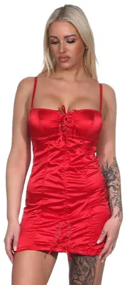 Produktbild von Damen Negligé Satin Nachtkleid; Rot/L/40