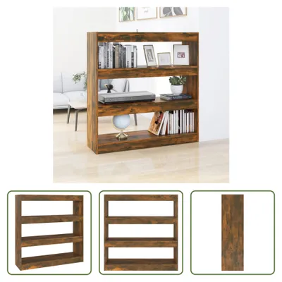 Produktbild von The Living Store Bücherregal/Raumteiler Räuchereiche 100x30x103 cm