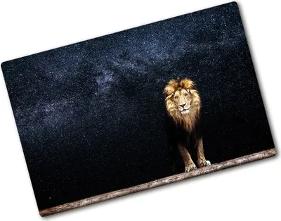 Produktbild von Tulup Glas Herdabdeckplatte - 80x52 cm - Glaskeramikkochfeld-Abdeckung Spritzschutz Glasabdeckplatte - Einteilig - Tiere - Löwe Sterne - Braun