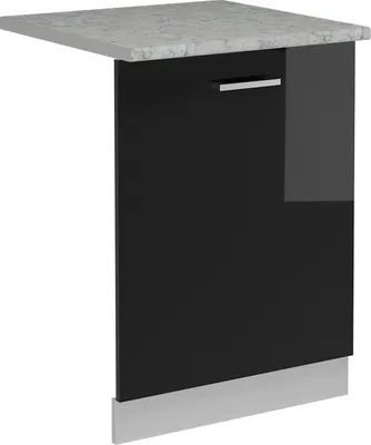 Obrázek produktu pro Čelní panel myčky Vicco R-Line Černý vysoký lesk 60 cm s pracovní deskou, Model 54957