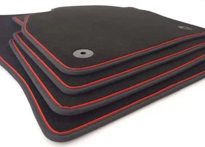 Image de Tapis de sol adaptables sur Seat Ibiza IV ST FR Cupra SC 6J 6P Premium Tapis en velours noir / rouge 4 pièces