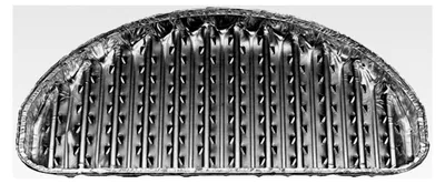 Produktbild von 12 wiederverwendbare halbrunde Alu-Grillpfannen 32,5 x 19 cm