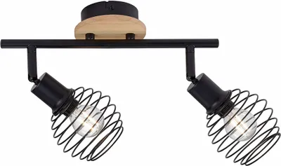 Produktbild von Deckenleuchte, schwarz, Holzoptik, Spots beweglich, L 50 cm