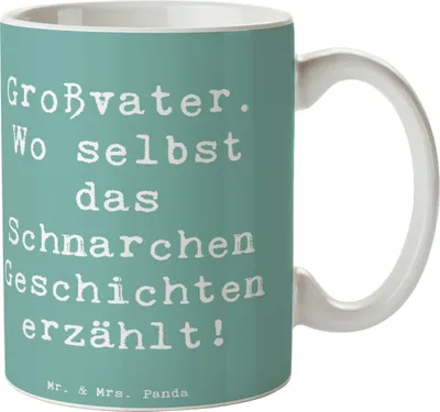 Produktbild von Mr. & Mrs. Panda Becher Spruch Großvater Geschichten - Meeresbrise - Geschenk, Teetasse, heißgetränkebecher, persönliche Erinnerungen, Lächeln, Humor, Trinkbecher, für