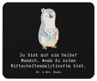 Produktbild von Mr. & Mrs. Panda Mauspad Wirtschaftsanalytikerin Herz - Schwarz - Geschenk, Mousepad, laptop, Mouse Pad, pc, notebook