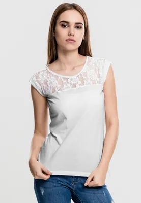 Image de Urban Classics Ladies - FLOWER LOOSE Tee Shirt weiß - S