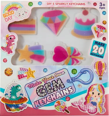 Produktbild von Diamond Painting Set 5 Schlüsselanhänger - Diamant Malerei Bastelset Kinder - Kreativ Geschenk