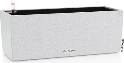 Obrázek produktu pro Plastový samozavlažovací truhlík Lechuza Balconera Stone 50 x 19 x 19 cm quartz bílý včetně zavlažovacího systému, vložky na rostliny, substrátu a ukazatele hladiny vody