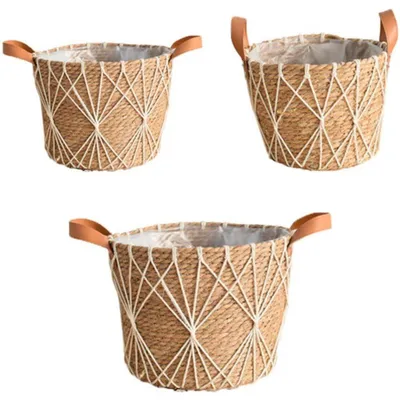 Image de Lot de 3 paniers tressés pour pots de plantes, pour intérieur