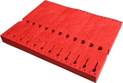 Image de Étiquettes à boucle rouges Tyvek pliées zigzag - 220 x 25,4 mm- pour imprimante matricielle - 1000 étiquettes