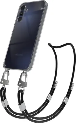 Produktbild von EAZY CASE Handykette für Samsung Galaxy A15, Transparente Silikonhülle mit Band, Clear Case, abnehmbar in Schwarz
