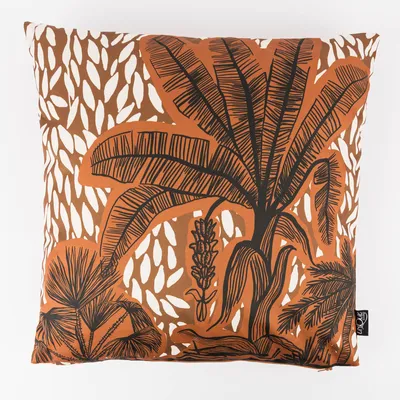 Produktbild von Outdoor Kissen aus Kunstfaser Palmen braun schwarz creme 45x45cm