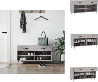 Imagen del producto de vidaXL Estantería para zapatos gris Sonoma, 102x35x55 cm, material de madera, estanterías y armarios para zapatos