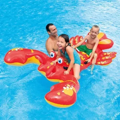 Image de Bouée Gonflable Homard INTEX, À Chevaucher, 4 Poignées, Vinyle Résistant, Vert et Rouge, 3+ Ans