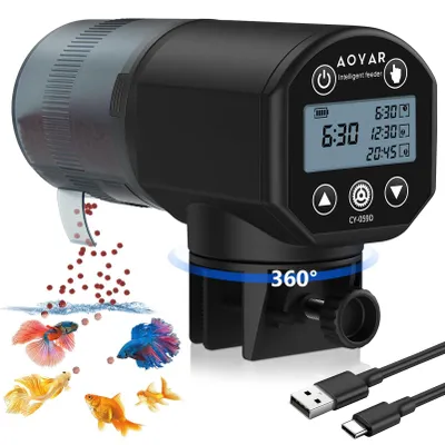 Fischfutterautomat USB, 200 ml, LCD-Display, Timer, feuchtigkeitsbeständig