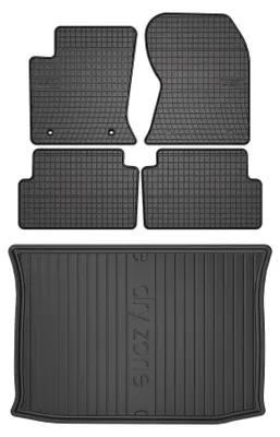 Productafbeelding van Rubberen automatten + kofferbakmat voor Ford Focus MK1 FL 2001-2004 (hatchback) – 5-delig, zwart, op maat – Wielganizator SolidPRO