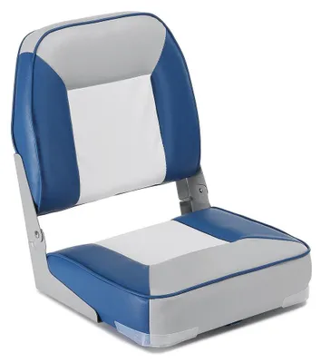 Produktbild von Bootssitz - Klappbarer Kapitänssitz 48 cm niedrige Rückenlehne - Wasserdichtes PVC - Dicke Polsterung - Rostfreies Scharniergestell - Faltbar - Blau