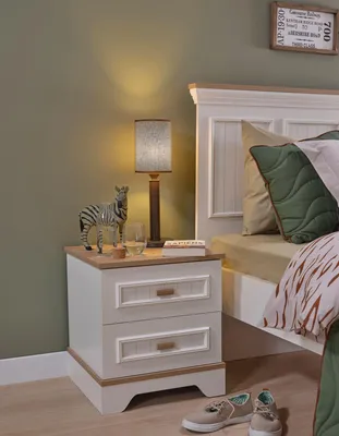 Produktbild von Skye Decor, Hochwertiger Nachttisch (Elterncode) - 100% Melaminbeschichtet, Creme & Eiche