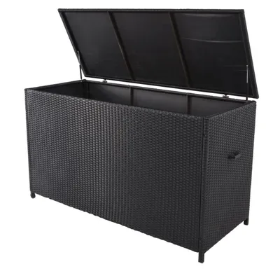 Zdjęcie produktu dla Skrzynia na poduszki Black Polyrattan Aluminium Czarny 165 x 67 x 95 cm