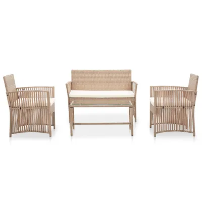 Produktbild von vidaXL 4-tlg. Garten-Lounge-Set mit Auflage Poly Rattan Beige