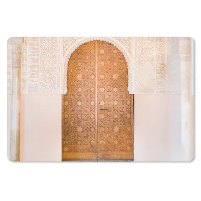 Produktbild von MuchoWow® Schreibtischunterlage Architektur - Tür - Holz - Stein 60x40 cm - XXL Mauspad - Großes Mauspad
